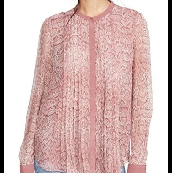 JOIE pink tassa snakeskin top - Picture 1 of 12